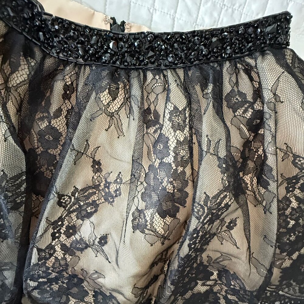 Alyce Paris Womens Black Lace Overlay Skirt With Beaded Waist Size 6, NWOT - Picture 5 of 10